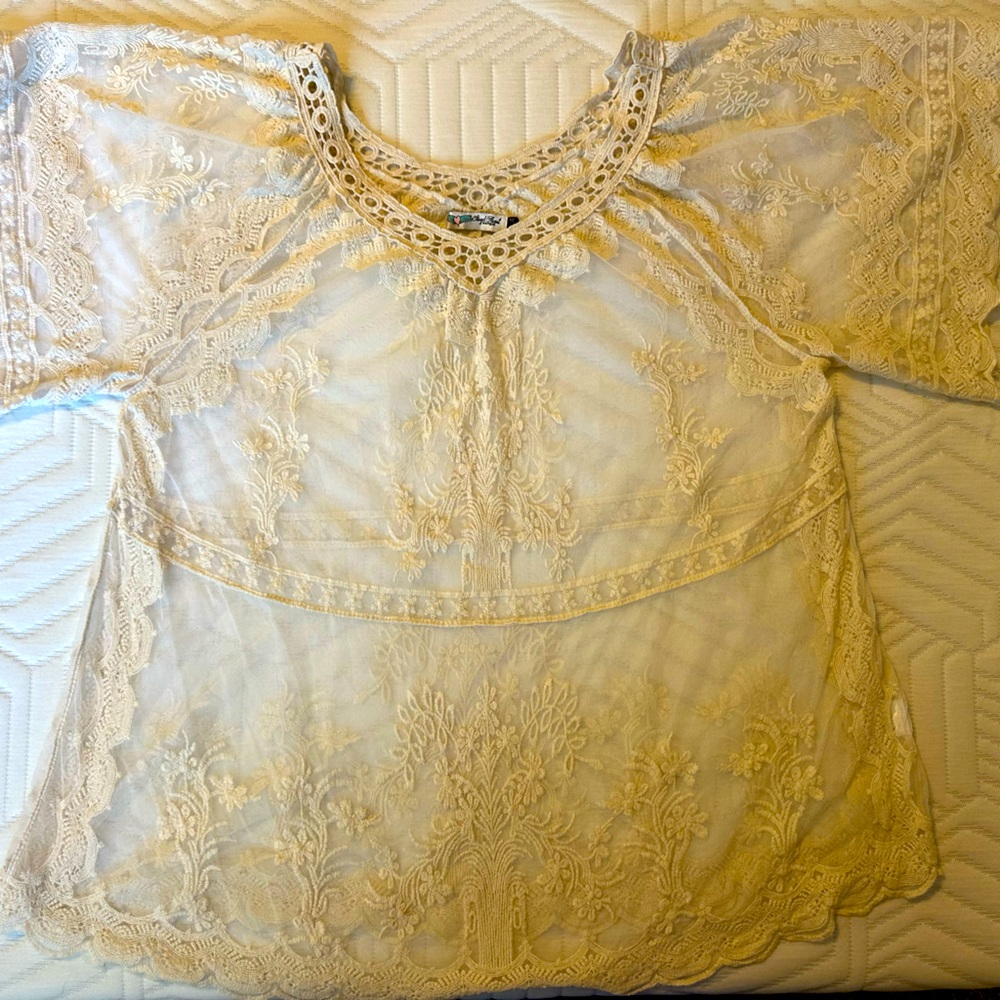Angel Heart Boutique Soft Cream Cottage Core Top